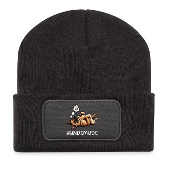 Hundemüde Malinois Belgischer Schäferhund  - Recycelte Patch Beanie - Dunkelgrau - Vorne