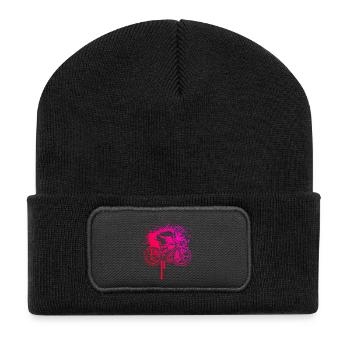 Idée cadeau pour un vélo de route avec vélo de route - Beanie recyclé à patch - noir - Devant