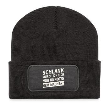 Schlank Würde Ich Dich Nur Unnötig Lustiges - Recycelte Patch Beanie - Dunkelgrau - Vorne