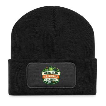 Wenig Plan Viel Unkraut Kein Erfolg - Recycelte Patch Beanie - Schwarz - Vorne
