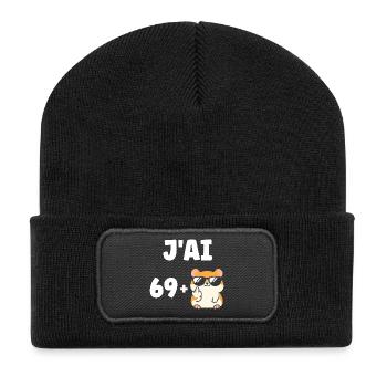 69 - Beanie recyclé à patch - noir - Devant