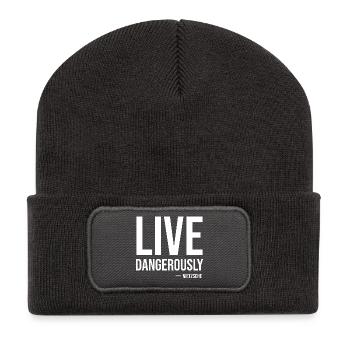 Vis dangereusement Citation de Nietzsche Tee - Beanie recyclé à patch - charbon - Devant