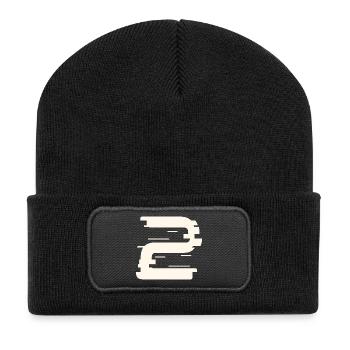 2 - Recycelte Patch Beanie - Schwarz - Vorne