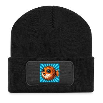 Kugelfisch - Recycelte Patch Beanie - Schwarz - Vorne