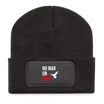 No War On Iran - Recycelte Patch Beanie - Dunkelgrau - Vorne