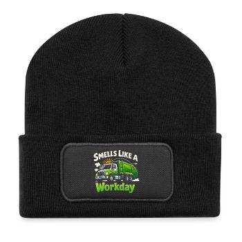 Smells like a working day | Garbage Collection, Humor - Recycled Patch Beanie - black - Front