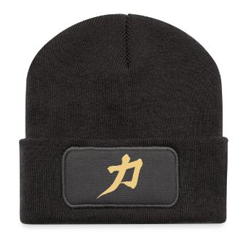 Kraft - Auf Japanisch - KANJI Schriftzeichen - Recycelte Patch Beanie - Dunkelgrau - Vorne
