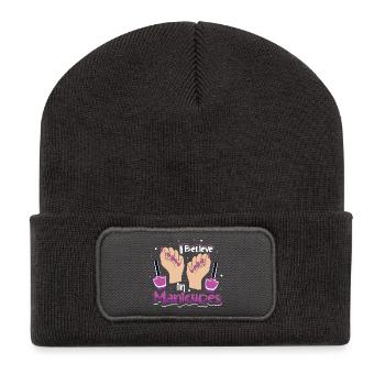 Designer de manucures Salon de manucure cosmétiques - Beanie recyclé à patch - charbon - Devant