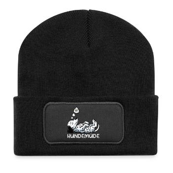 Hundemüde Dalmatiner Dalmatinerbesitzer Dalmatine - Recycelte Patch Beanie - Schwarz - Vorne