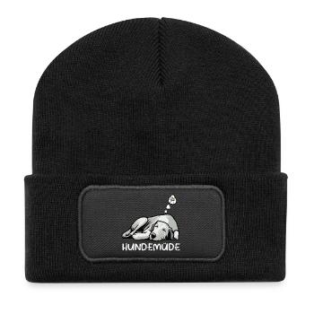 Hundemüde Irischer Wolfshund Wolfshundbesitzer - Recycelte Patch Beanie - Schwarz - Vorne