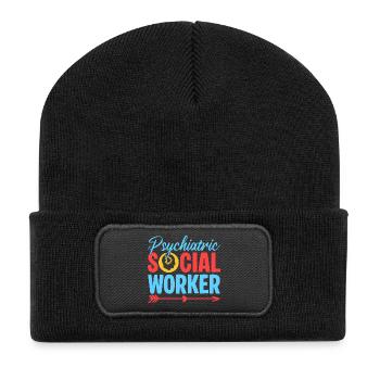 Travail social psychiatrique Quota pour travailleurs sociaux - Beanie recyclé à patch - noir - Devant