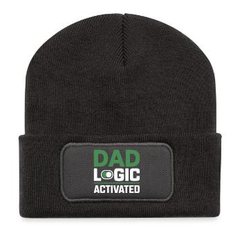 Funny Dad Logic Father Humor - Recycled Patch Beanie - dark grey - Front