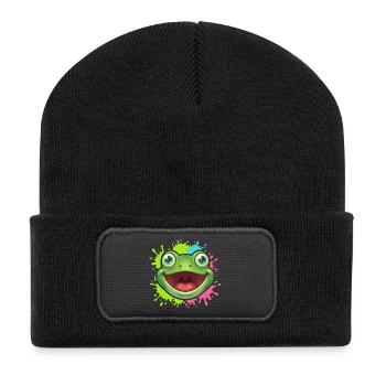 Cheerful Frog Splash - Recycled Patch Beanie - black - Front
