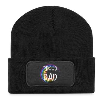 Proud Dad LGBTQ Rainbow Family - Recycled Patch Beanie - black - Front