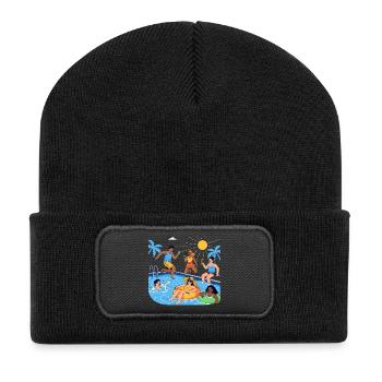 Fête estivale près de la piscine Bonne humeur - Beanie recyclé à patch - noir - Devant