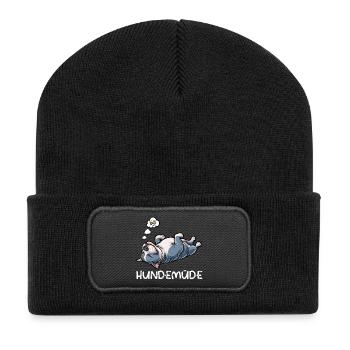 Hundemüde American Bully Bully Pit Bullybesitzer - Recycelte Patch Beanie - Schwarz - Vorne