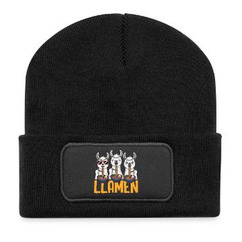 Lamas Food Ramen Nouilles Kawaii - Beanie recyclé à patch - noir - Devant