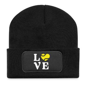 Tennis-Liebe - Recycelte Patch Beanie - Schwarz - Vorne