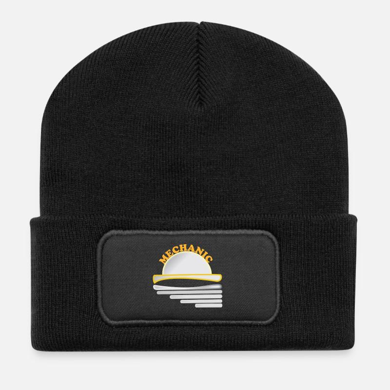 Graphisme mécanique - Beanie recyclé à patch - noir