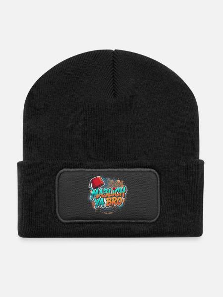 Ma3lich Ya Bro - Tunisian Streetwear Style - Beanie recyclé à patch - noir