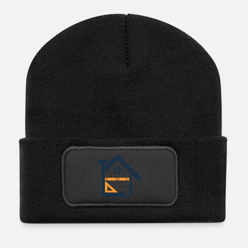 Haus aus Werkzeug Handwerker Logo - Recycelte Patch Beanie - Schwarz