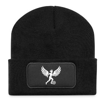 Women's Football Woman Football SIlhouette - Recycled Patch Beanie - black - Front