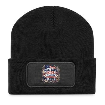 Military children flourish where they are planted. - Recycled Patch Beanie - black - Front