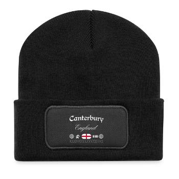 Canterbury England Streetwear Reise Souvenir - Recycelte Patch Beanie - Schwarz - Vorne