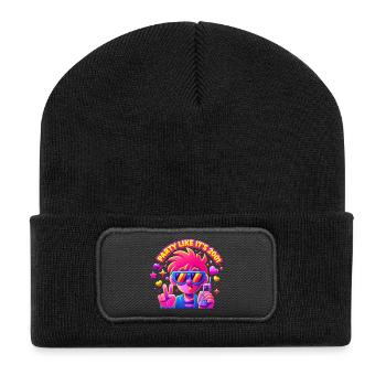 Fête néon Punk Pixel 2001 - Beanie recyclé à patch - noir - Devant