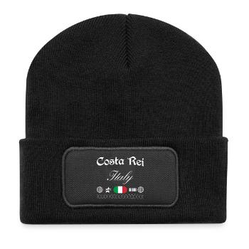 Costa Rei Italien Streetwear Reise Souvenir - Recycelte Patch Beanie - Schwarz - Vorne