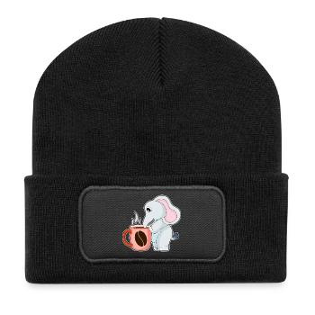 Elephant Coffee Mug - Recycled Patch Beanie - black - Front