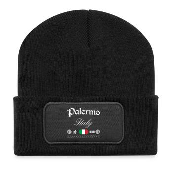 Palermo Italien Streetwear Reise Souvenir - Recycelte Patch Beanie - Schwarz - Vorne