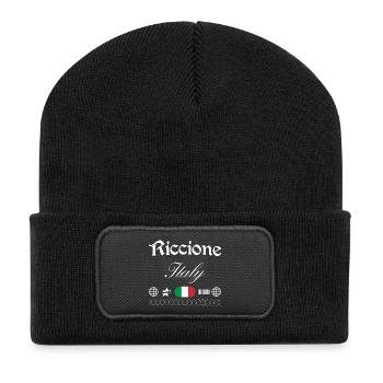 Riccione Italien Streetwear Reise Souvenir - Recycelte Patch Beanie - Schwarz - Vorne