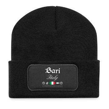 Bari Italien Streetwear Reise Souvenir - Recycelte Patch Beanie - Schwarz - Vorne