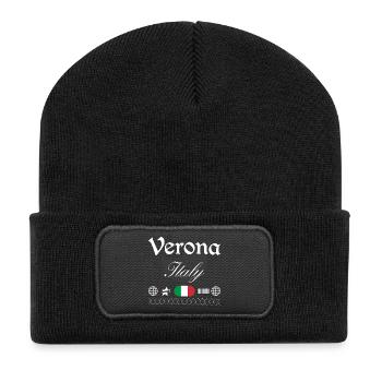 Verona Italien Streetwear Reise Souvenir - Recycelte Patch Beanie - Schwarz - Vorne