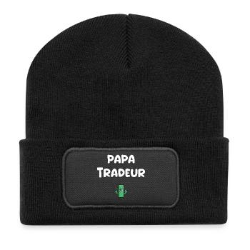 PAPA TRADEUR - Beanie recyclé à patch - noir - Devant