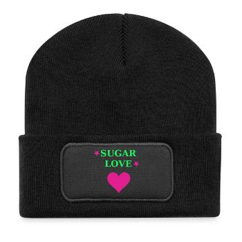 Sugar Love Heart Néon Rétro - Beanie recyclé à patch - noir - Devant