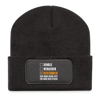 Single Vergeben Busfahrer - Recycelte Patch Beanie - Dunkelgrau - Vorne