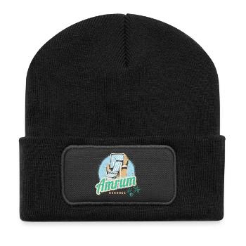 Amrum Nordsee Deutschland Insel mit Strandkorb - Recycelte Patch Beanie - Schwarz - Vorne