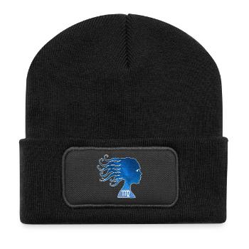 Jungfrau und das Universum - Recycelte Patch Beanie - Schwarz - Vorne