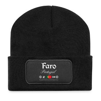 Faro Portugal Streetwear Reise Souvenir - Recycelte Patch Beanie - Schwarz - Vorne