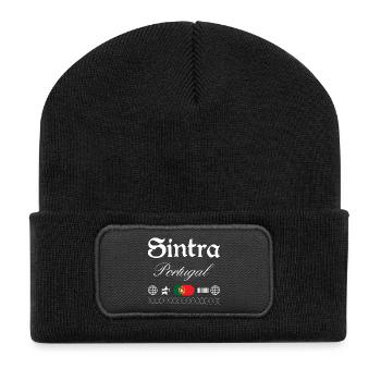 Sintra Portugal Streetwear Reise Souvenir - Recycelte Patch Beanie - Schwarz - Vorne