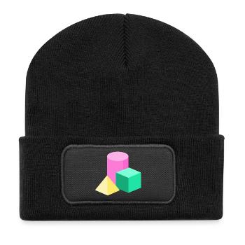 Blocs de couleur en géométrie pastel - Beanie recyclé à patch - noir - Devant
