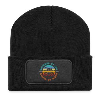 Funny Swimmers Sayings & Swimming Club Design - Recycled Patch Beanie - black - Front