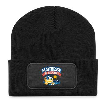 Maîtresse en Vacances Cadeau Été - Beanie recyclé à patch - noir - Devant