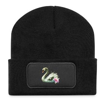 Dark Swan with Skulls and Flowers - Recycled Patch Beanie - black - Front