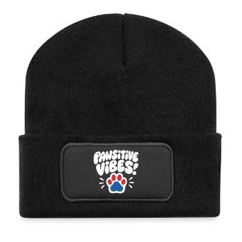 Pawsitive Vibes Dog Paws Design - Recycled Patch Beanie - black - Front