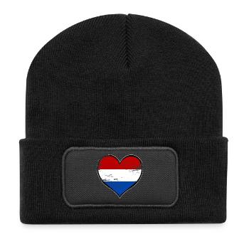 Holland heart flag used - Recycled Patch Beanie - black - Front