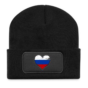 Drapeau du cœur russe utilisé - Beanie recyclé à patch - noir - Devant