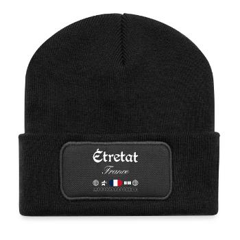 Étretat Frankreich Streetwear Reise Souvenir - Recycelte Patch Beanie - Schwarz - Vorne